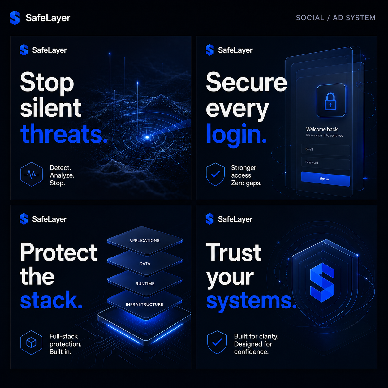 SafeLayer Cybersecurity Product Dashboard UI Design
